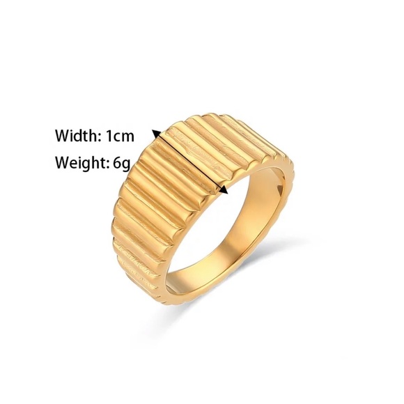 New 18K Gold Vertical Stripes Ring, cute Ring, shiny Ring. - Picture 7 of 7
